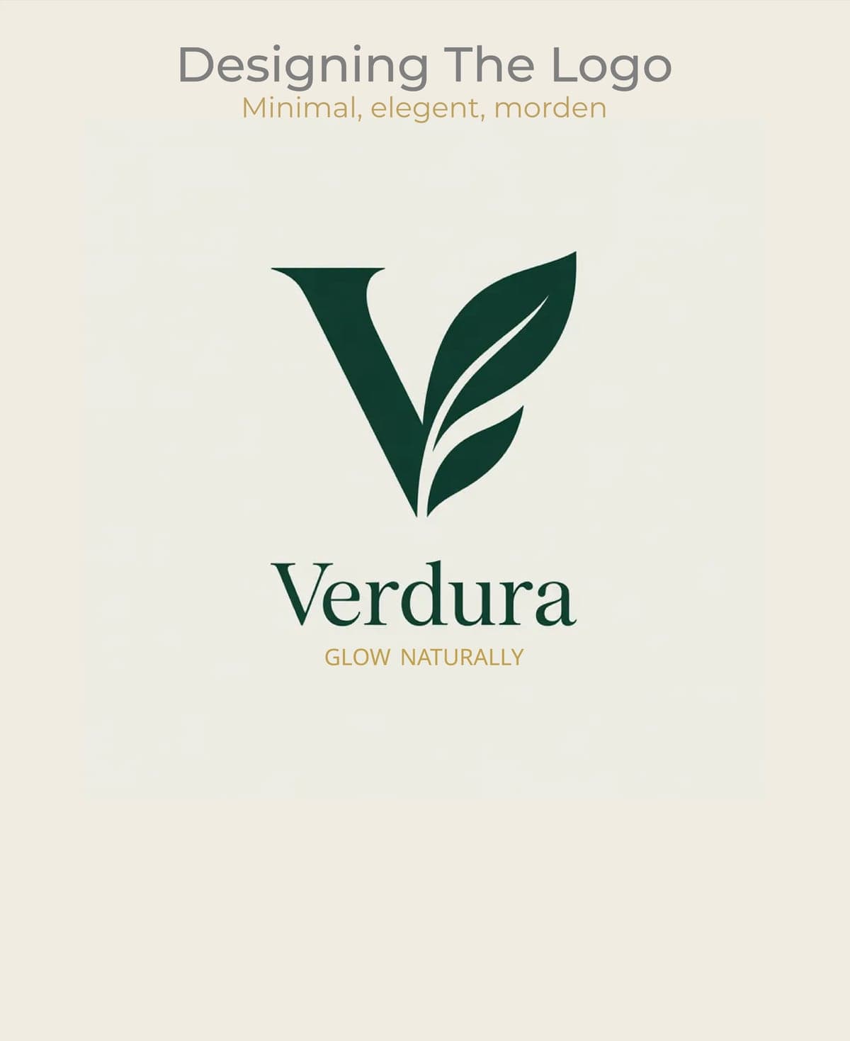 The Verdura logo mark, a V formed from a leaf, above the wordmark and Glow Naturally tagline